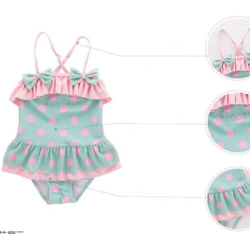 New Summer 2018 Baby Girls Swim Wear Two Pieces Swimsuit With Dot Bikini Girls Cute Flowers Swimwear Kids Bathing Suits 2-6Years