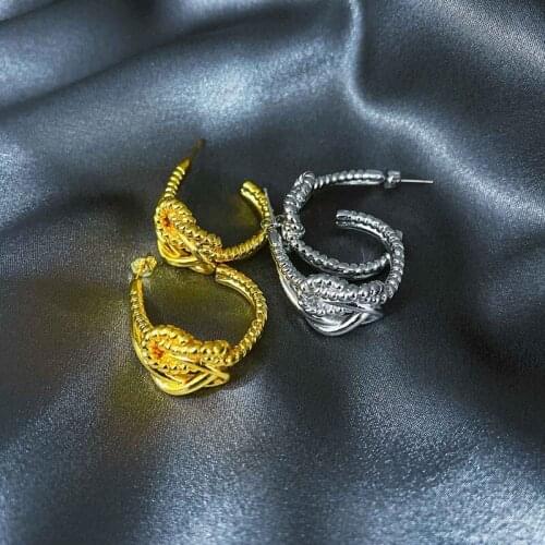 New Design Geometry Stud Earrings Unique Creative Metal Knot Punk Gothic Jewelry For Women Party Hip Hop Gifts Wholesale