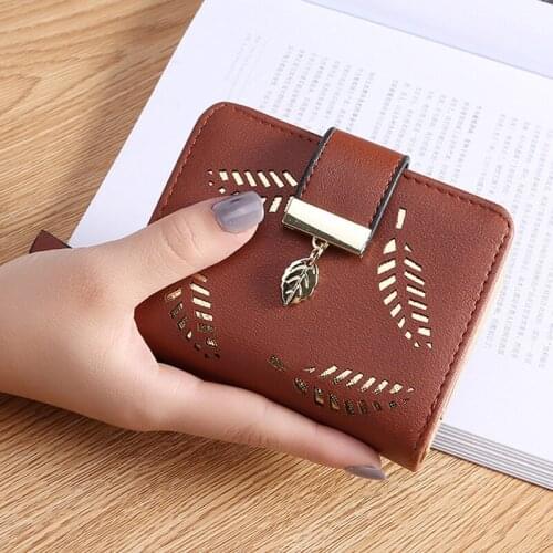 New Style Wallet Ladies Short PU Leather Wallet Student Fashion Zipper Hollow Card Holder Vertical Square Ladies Small Wallet