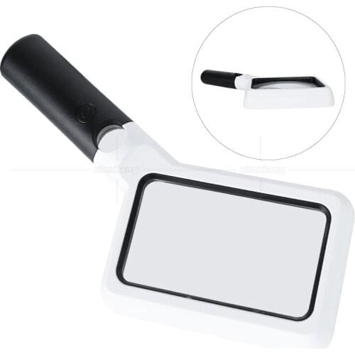 Wholesale 10863-21 2X 20X handheld magnifier COB integrated LED light source rectangular Reading Magnifying Glass Jewelry Loupe