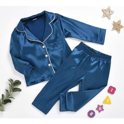 Autumn Winter ChildrenS Clothing Kids Pajamas Silk Satin Tops Pants Long Sleeve Sleepwear Nightwear Girl Boy Pajamas Sets New