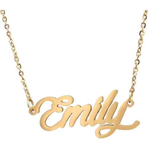 Emily Name Necklace Personalised Stainless Steel Women Choker 18k Gold Plated Alphabet Letter Pendant Jewelry Friends Gift