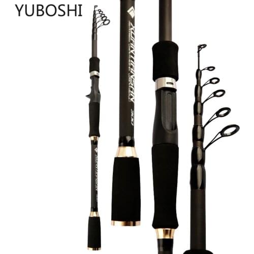 YUBOSHI 100% Carbon Fiber 1.8m-3.0m M power Portable Telescopic Fishing Rod Casting Spinning Fish Hand Fishing Tackle Sea Rod