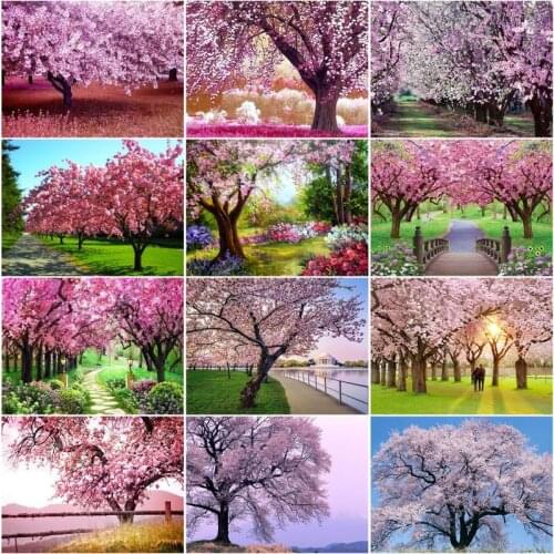 RUOPOTY Acrylic Frame Diy Painting By Numbers Kits Cherry Tree Picture Wall Art Handpainted Oil Painting For Home Decors Art