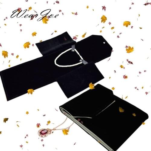 Newest Velvet Pendant Locket Storage Jewelry Traval Roll Bag Jewellery Display Folding Carring Organizer Holder Necklace Package