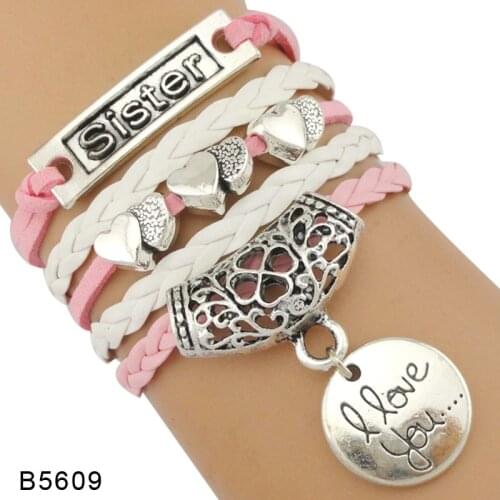 Wedding Engagement Gift Infinity Love Brother Best Friends Little Middle Big Sister Bridesmaid Leather Wrap Bracelets for Women