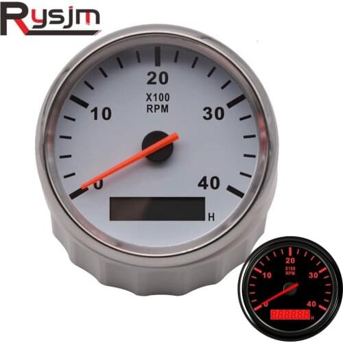85mm Tachometer Red Backlight 4000 rpm Meter With Hour meter for motorcycle Outboard Motor Boat Auto Tach motor universal gauge