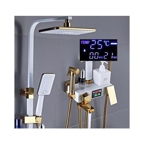 Thermostatic copper shower faucet gold black bathroom shower set bidet nozzle faucet wall hanging shower faucet