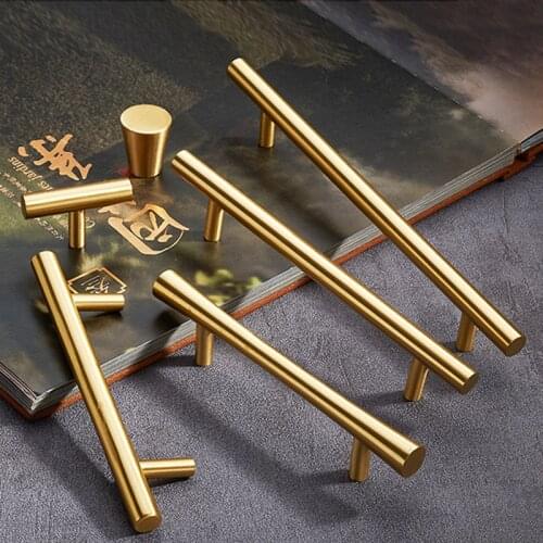 VARMSTUGA Pure Copper Kitchen Cabinet Handles Cupboard Door Pulls Drawer Knobs European Brass Gold Furniture Handle Hardware