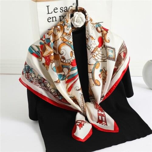 Print Square Silk Hijab Scarf 2021 Design Print Foulard Headband Female Shawl Wrap Muslim Girl Scarves Bandana 2021 New