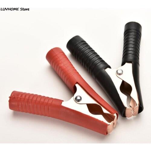 ZLinKJ 2Pcs/lot 90mm Crocodile Car Caravan Van Battery Test Lead Clips Insulated Alligator Clamp 100A Red + Black