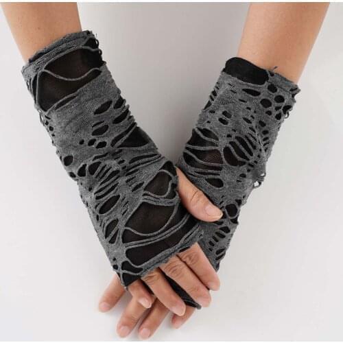1Pair Sexy Gothic Black Fingerless Long Gloves Punk Jazz Rock Disco Glove Clubwear Dance Mittens Halloween Funny Cosplay Costume
