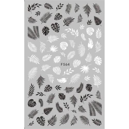1pcs Black White 3D Nail Art Stickers Sliders Flowers Mandala Leaf Geometry Adhesive Nail Decals Foil Design Manicure