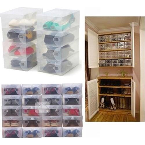 10 Pcs Shoe Box Foldable Space-saving Plastic Stackable Shoe Box for Bedroom