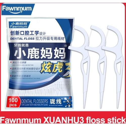 Fawnmum Dental Floss Picks 100pcs Dentistry Tool Cleaning Teeth Care Plastic Toothpicks Interdental Brush Oral Hygiene Beauty