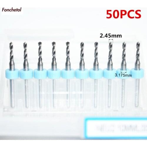 2.45mm-50pcs CNC computer machine solid carbide micro Drill bit,Printed Circuit Board Drill Bit,SMT,plastic and copper,aluminum