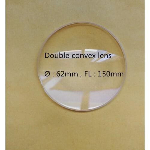 2 pcs double convex biconvex glass lens 62mm diameter 150mm focal length for physical optical Experiment