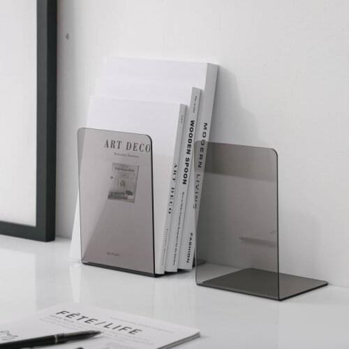 2Pcs Clear Acrylic Bookends L-shaped Desk Organizer Desktop Book Holder School Stationery Office Accessories