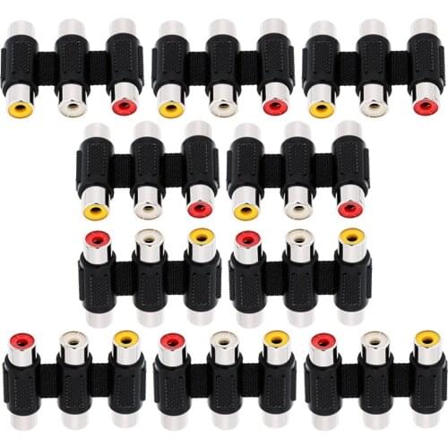 3 Phono RCA Female to 3 RCA Female Adapter 10pcs kit for CCTV/DVR/AV Devices