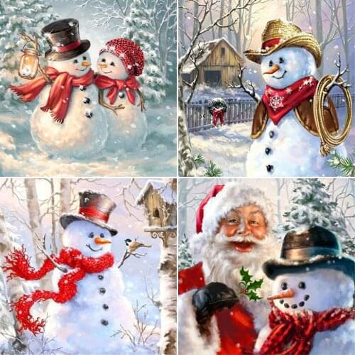 DIY 5D Diamond Painting Santa Claus Snowman Full Drill Square Embroidery Mosaic Art Picture of Rhinestones Christmas Decoration