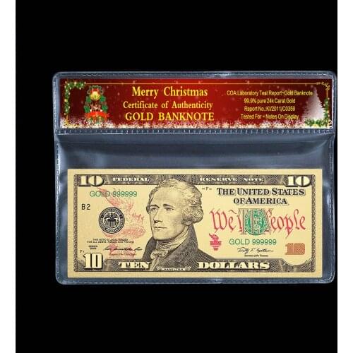 Antique Dollar Souvenir 1 2 10 20 50 100 usd old banknote 24k gold-plated Christmas decoration plastic frame paper gift 2 pc/set