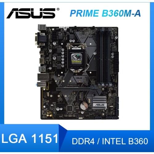 Asus Prime B360M-A Motherboard Intel B360 LGA 1151 DDR4 64 GB PCI-E 3.0 M.2 DVI USB3.1 Micro ATX Used Desktop Mainboarad