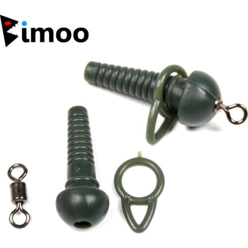 Bimoo 10PCS Green Tadpole Multi Bead with Swivel & Sinker Hold Loop Carp Fishing Hair Rig Terminal Accessories