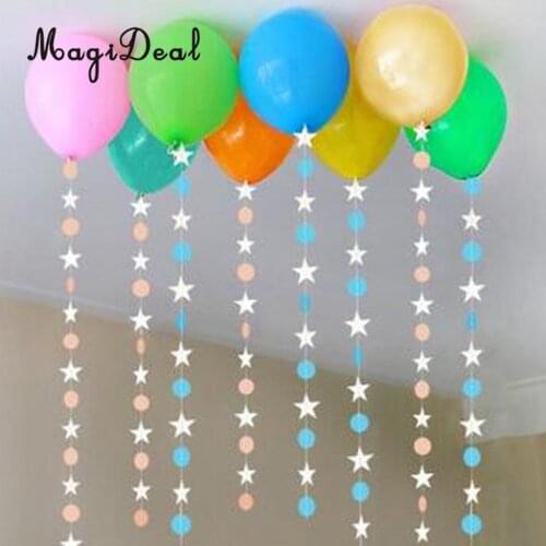 Paper White Star Blue Circle Bunting Garland Latex Balloon Wedding Birthday Baby Shower Hanging Home Decorations