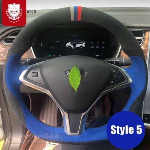 For Tesla steering wheel cover Model 3 Model Y S Model X Alcantara premium suede leather hand-sewn grip cover car accessories