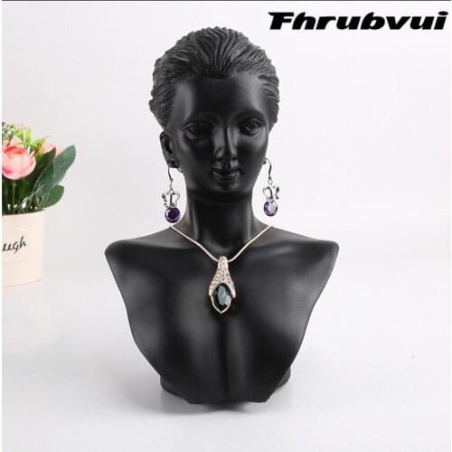 Black Resin Mannequin Bust Gift Jewelry Necklace Pendant Earring Display Stand Holder Show Decorate Jewelry Display Shelf