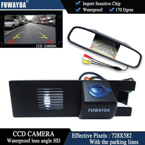 FUWAYDA Color CCD Car Rear View Camera for OPEL Astra H/Corsa D/Meriva A/Vectra C/Zafira B,FIAT+4.3Inch Rear view Mirror Monitor
