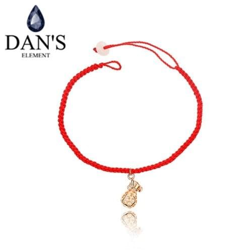 DANS Real Austrian Crystal jewelry thin red thread string rope Charm Bracelets for women Fashion New lucky moneybag 85599
