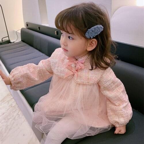 DFXD Spring Elegant Girls Dress Birthday Party Princess Dress Cotton Kids Clothes Long Sleeve Dress Childrens Vestidos For 2-7T