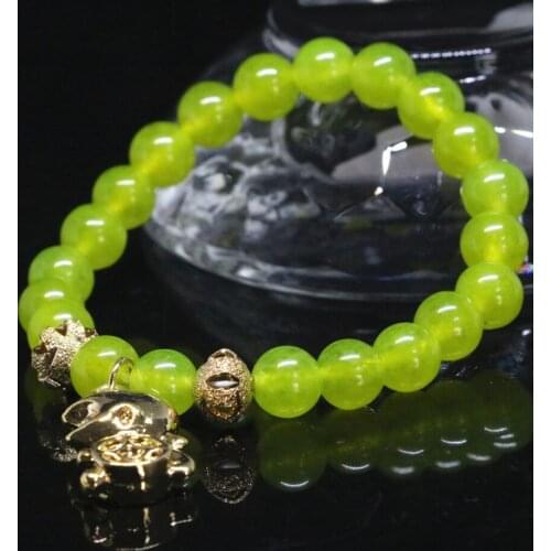 Hot sale natural stone unique bohemia style 8mm lemon jades chalcedony bracelet for women round beads jewelry 7.5inch B2036