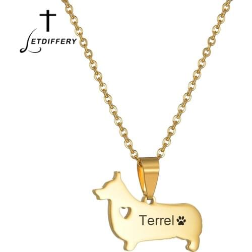 Letdiffery Customized Dog Animal Necklace Stainless Steel Engrave Pets Name Date Personlized Jewelry for Dogs Lovers Gift Femme