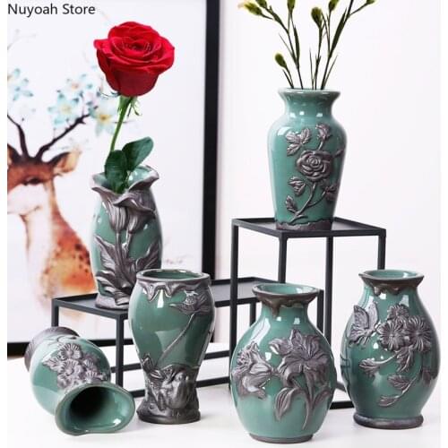 Ceramic Vase Decoration Creative Modern Dried Flower Flower Arrangement Accessories Countertop Vase Home Living Room Decoration