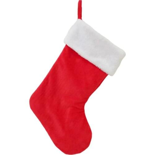 Classic Red and White Velvet Christmas Stocking for Holiday Xmas Party Decor