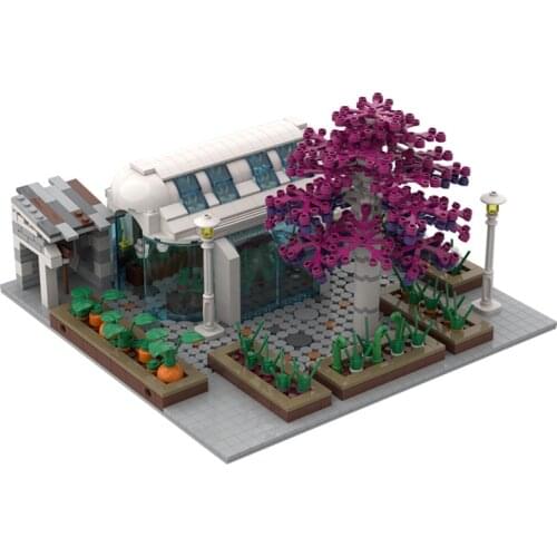 MOC Greenhouse Greening Environment Garden Modern Building City Streetview Series Brickstive Model Building Blocks Toys Kid Gift