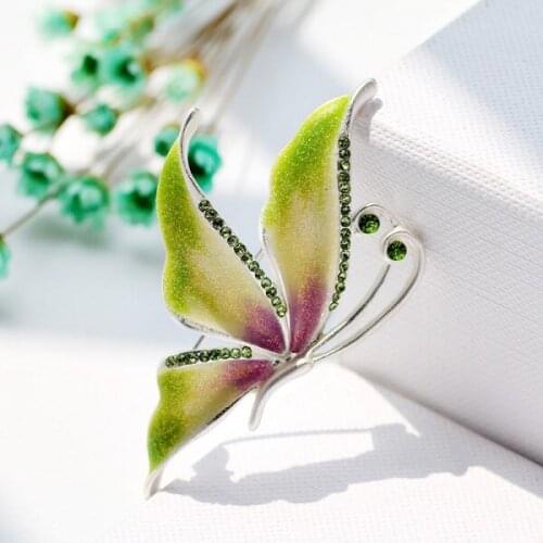 Zavorohin Beautiful Purple/Green/Blue Enamel Insect Butterfly Brooch Pin Costume Evening Party Jewelry Christmas Gift