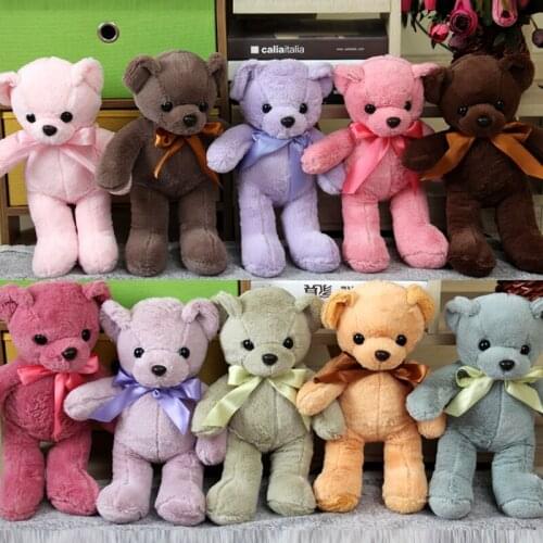 Creative plush toy lovely teddy bear plush toy silk bowtie bear soft doll kids' toy birthday gift h2585