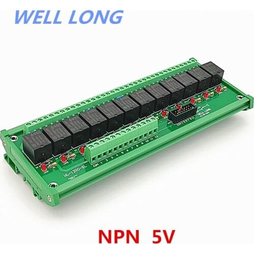 DIN Rail Mount 12 Channel NPN Type 5V 15A Power Relay Interface Module,HF JQC-3FF-5V-1ZS Relay
