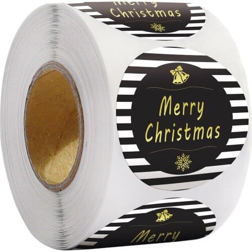 500Pcs/Roll Round 1.5" Merry Christmas Golden Plated Stickers Gift Candy Homemade Cookies Bag Sealing Labels Decoration sticker