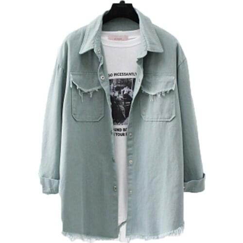 New Spring Autumn Jacket Streetwear Large Size Womens Coat Loose Denim Female Tassel Outwear Fashion Jeans Tops J389