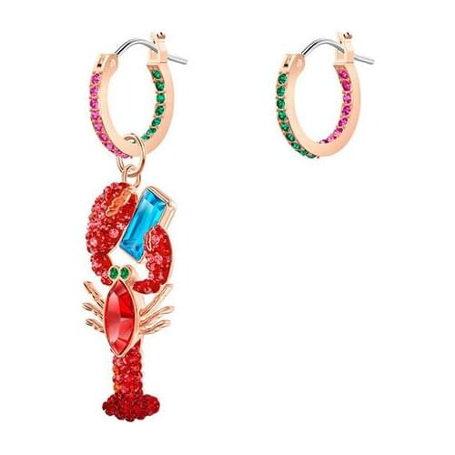 Trendy Bright Summer 1:1 Swa Asymmetric Lobster Pierced Crystal Earrings For Women Fine Jewelry Favourite