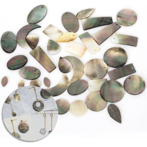 Fashion Design 6pcs Natural Black Shell Beads Earring Pendants For Women Necklace Jewelry DIY Making Findings