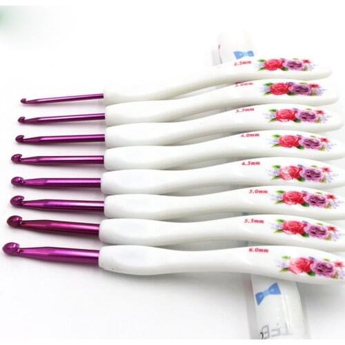 Plastic Handle Aluminum Crochet Hooks Set Ergonomics Weave Knitting Needles Hooks For Sewing Crafts Stitching DIY 2.5-6.0mm