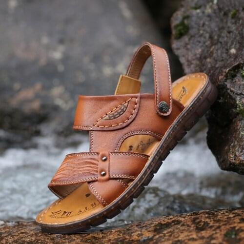 2021 new mens sandals Summer Youth breathable leather casual trendy beach shoes mens versatile leather sandals mens