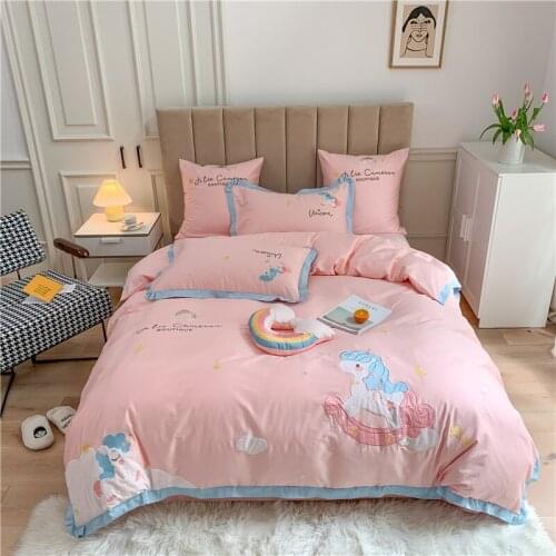 New 600TC egyptian cotton twin Queen Bedding Set 4/7pcs Bed cover Bedsheet pillowcase embroidery unicor Duvet Cover