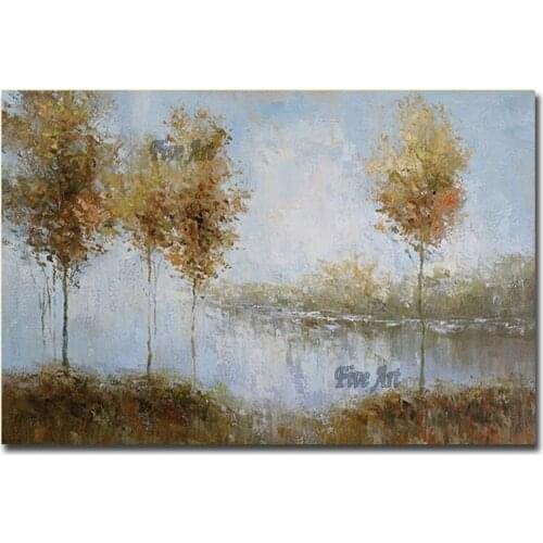 Latest Abstract Birch Trees Oil Painting Art Real Hand-painted Canvas Wall Decoration Artwork For Living Room Decor Showpiece