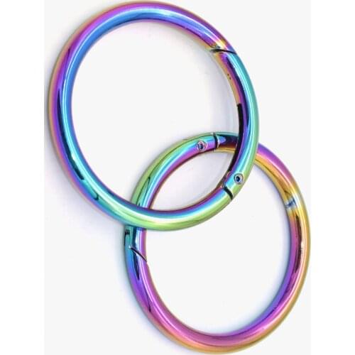 50mm Spring Clasp Rainbow O Ring Zinc Alloy Snap Trigger Buckle Hook Spring Gate DIY Accessories Purse Bag Handbag Hardware 2pcs